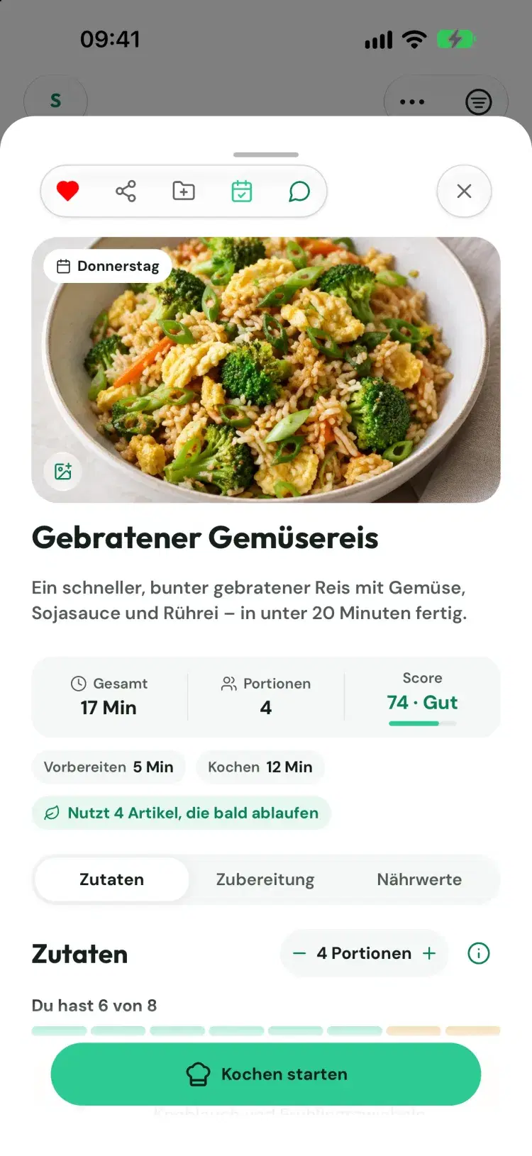 Nährwerte griffbereit