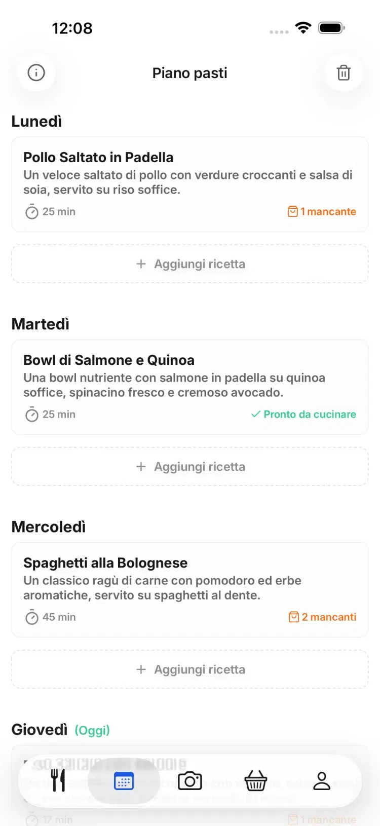 Pianifica la settimana in pochi minuti