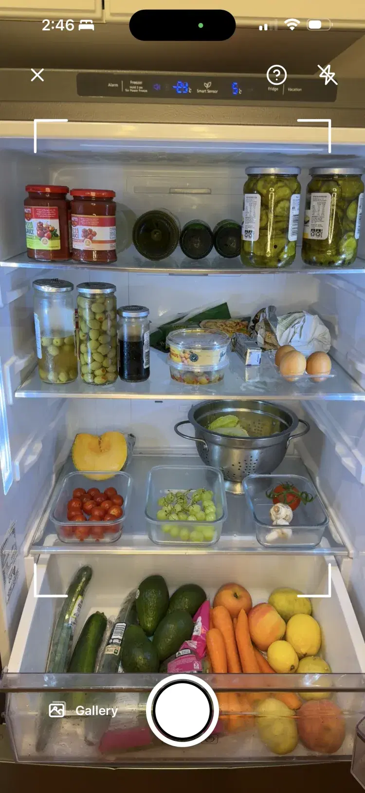 Pantry Pic scansiona un frigorifero pieno di ingredienti freschi